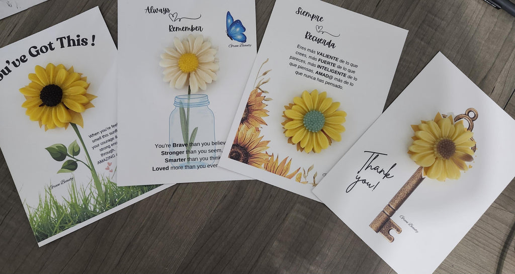 Floral Wax Melt Greeting Note Card | Handmade Flower Wax Melt Gift | Green Beauty