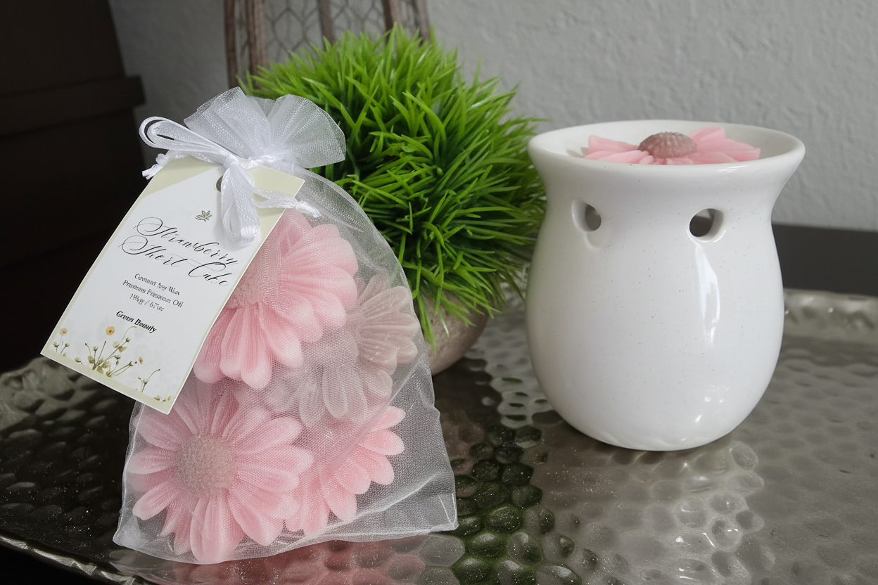 Professional pink wax melts display