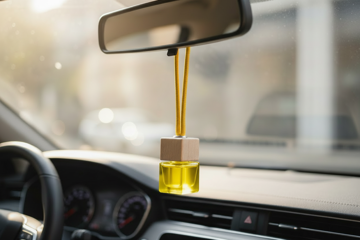 Yellow hanging car diffuser